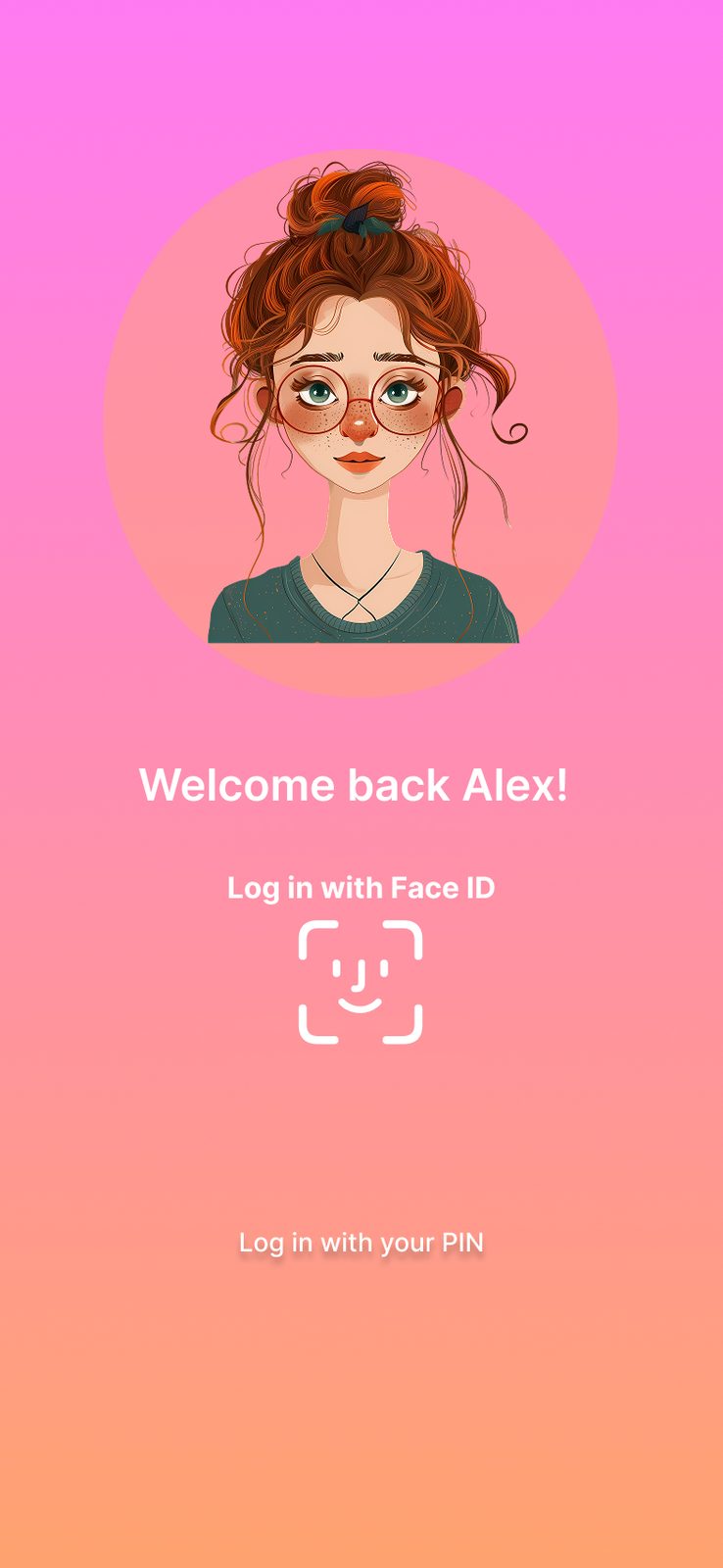Teen — Face ID login in the pink theme